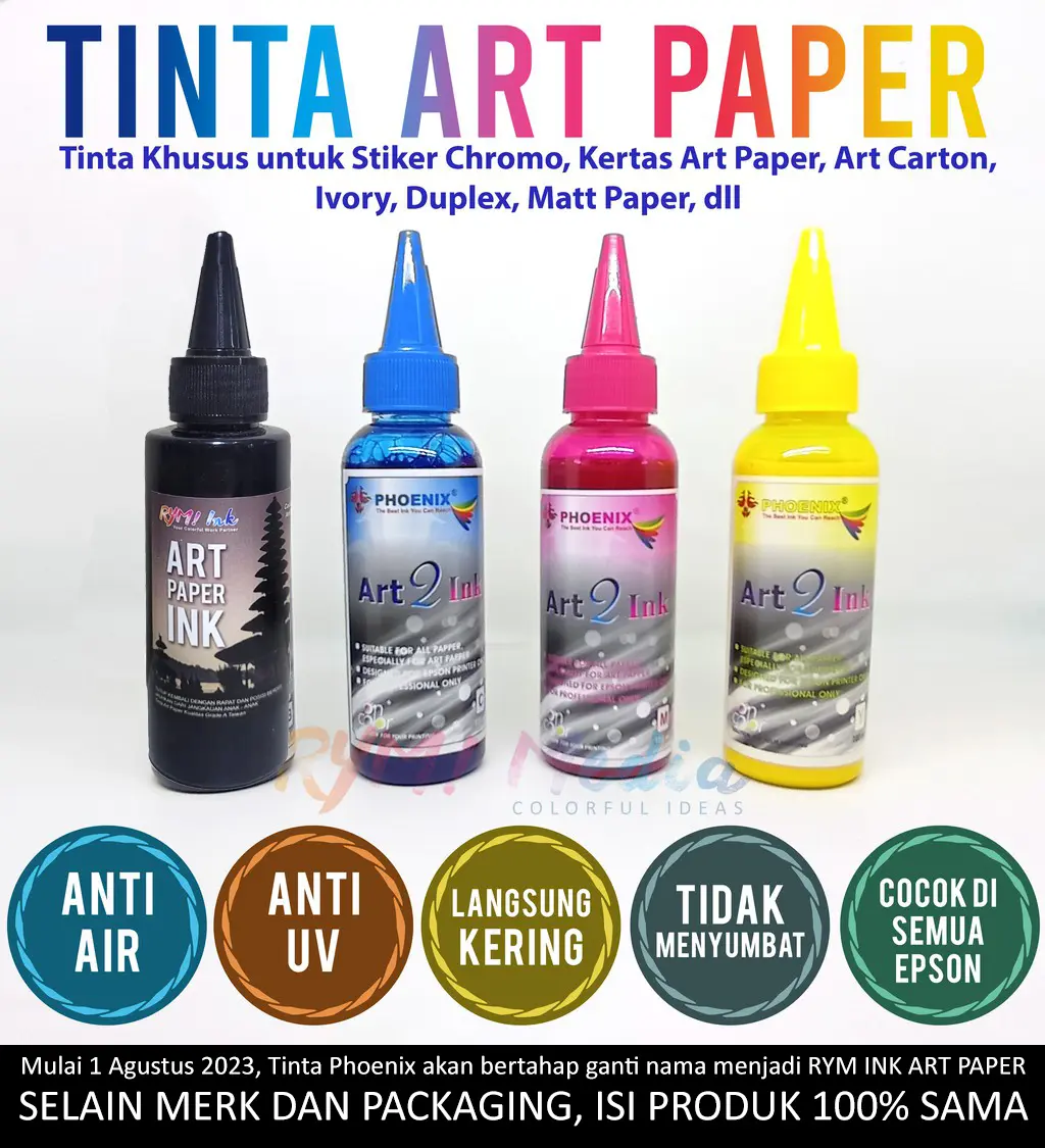 Tinta Art Paper 100 ml - Art Paper ink Grade A Taiwan For Epson CMYK