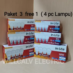 Lampu paket Inlite isi 4 pc 5W 7W 9W 12W 15W 18W In-Lite pack 3 free 1