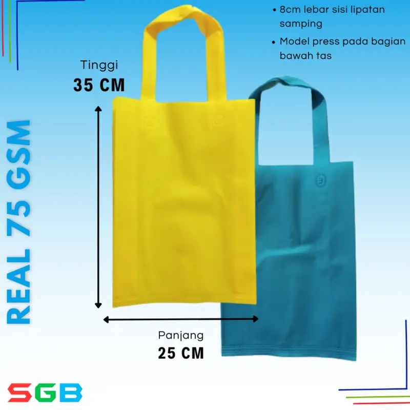 Tas Spunbond Handle uk 25x35x8 / Goodie Bag / Tas Kain Polos 1