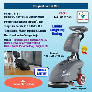 Floor Scrubber Mini YZ-X1 Battery utk Sikat Lantai Restoran Cafe Hotel