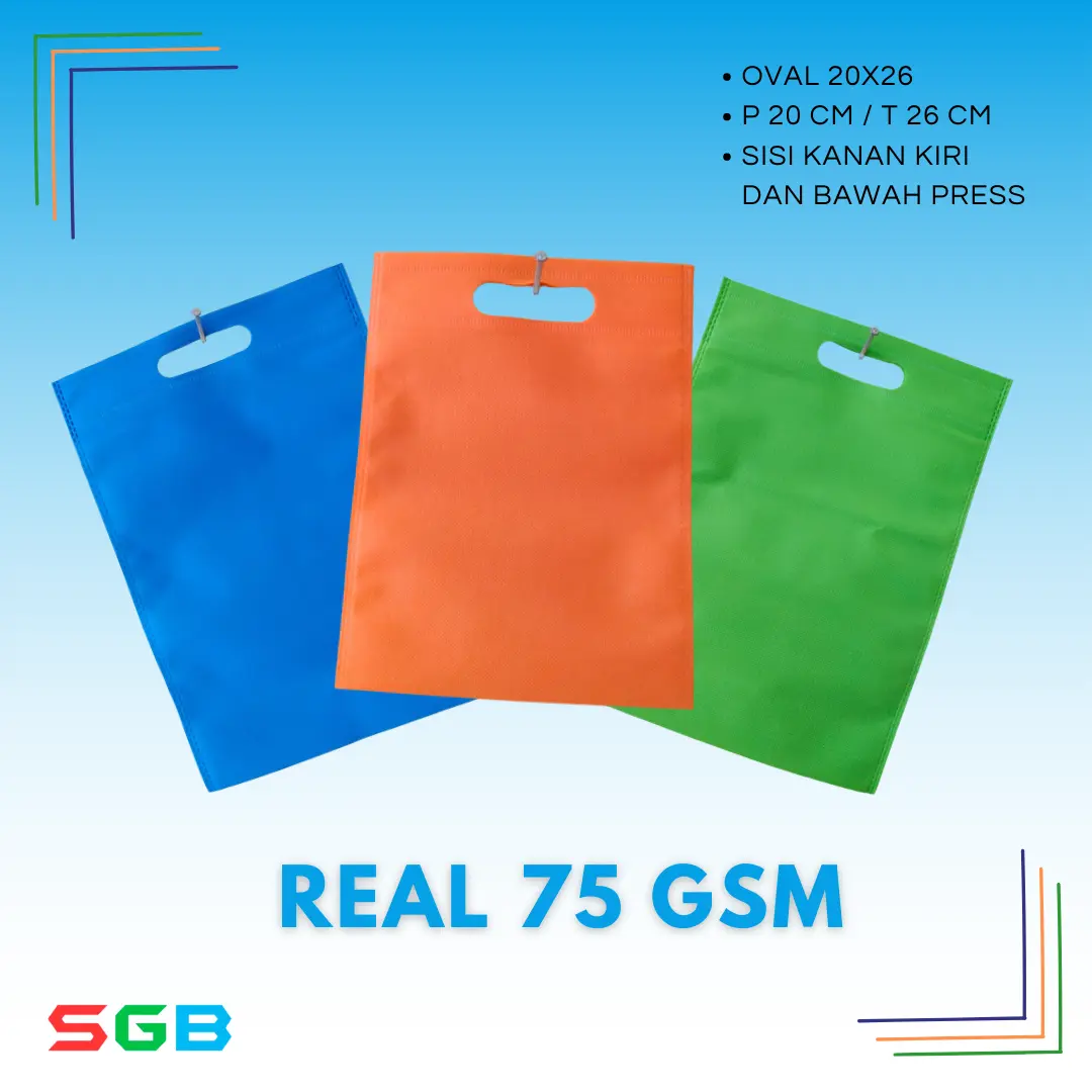 1 PCS - Tas Spunbond Oval UK 20x26 / Goodie Bag / Tas Kain Polos