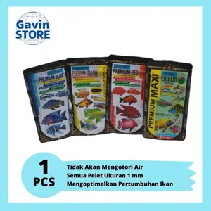 Akari Premium Red Maxi Blue Yellow 1 mm Pelet Pakan Makanan Ikan 100gr