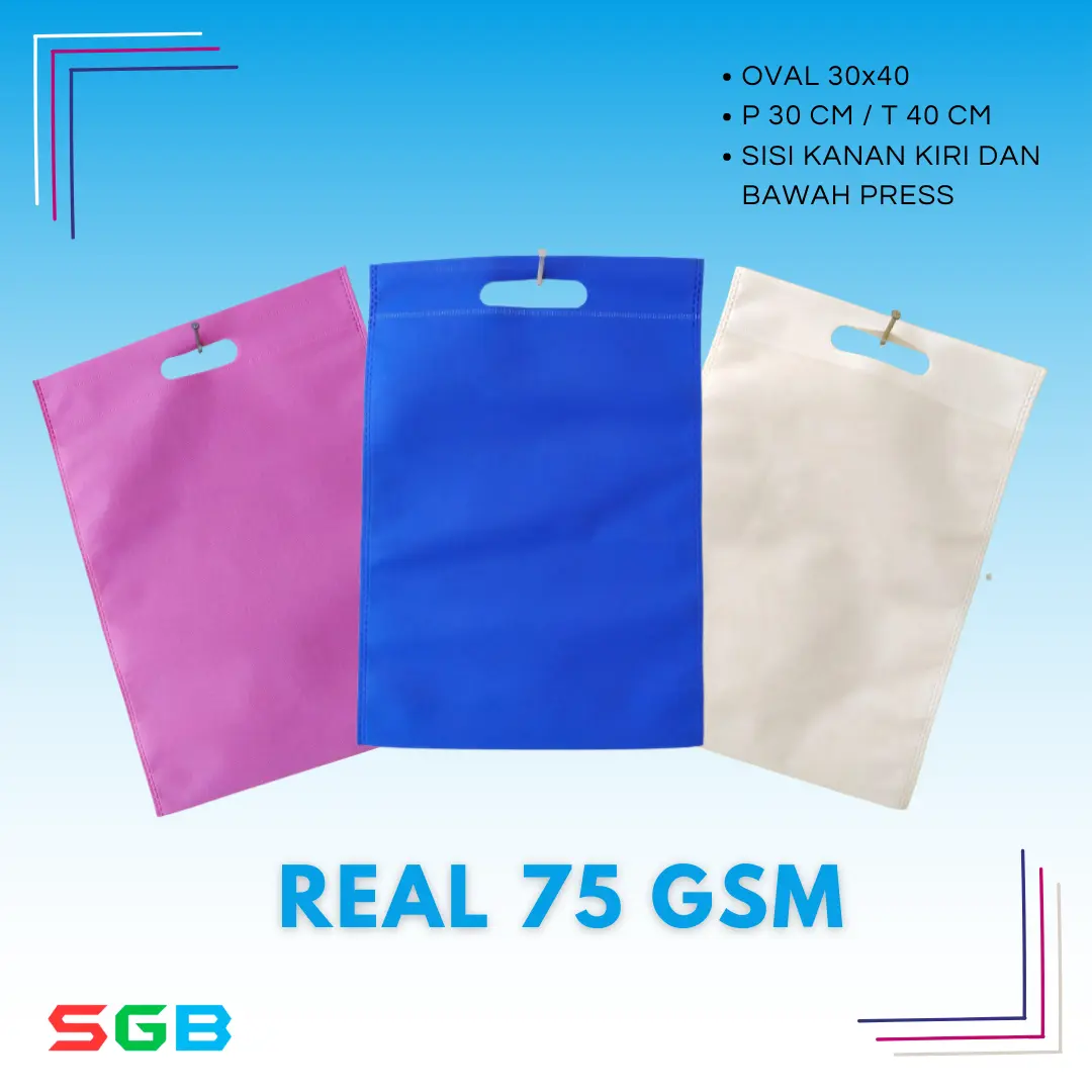 Tas Spunbond Oval uk 30x40 / Goodie Bag / Tas Kain Polos