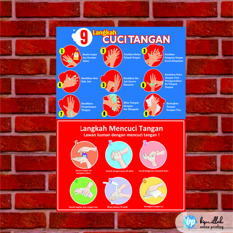 Stiker langkah cuci tangan 0