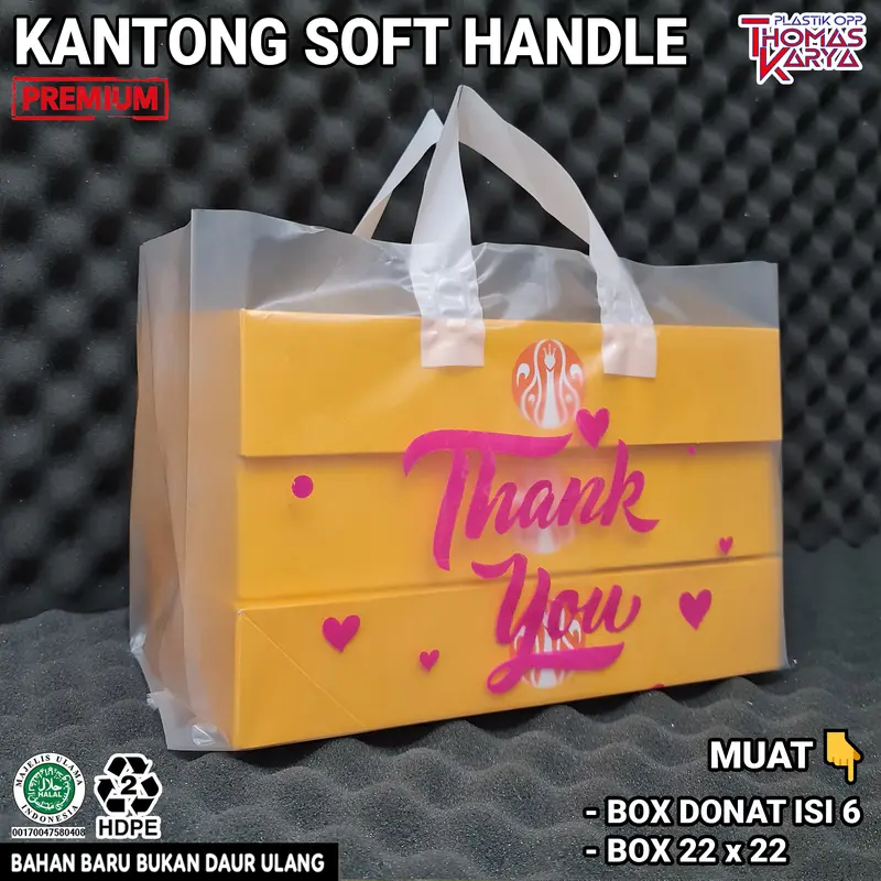 Kantong Plastik Dove Transparan Model Soft Handle Motif HD Box Donat 3