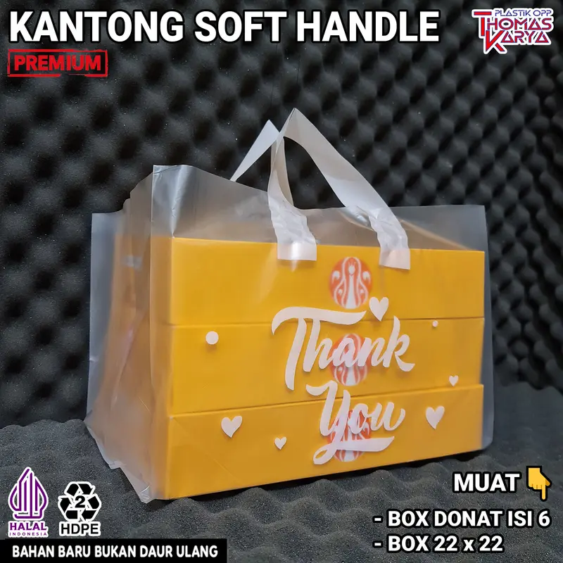 Kantong Plastik Dove Transparan Model Soft Handle Motif HD Box Donat 2