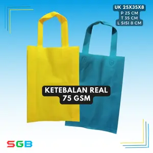 1 PCS- Goodie Bag Spunbond / Goodie Bag Handle UK 25X35X8 / Tas Kain Polos Ketebalan 75gsm