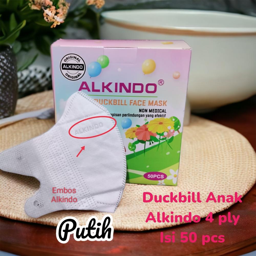 Masker Duckbill Anak Putih Polos Embos Kemenkes Premium 3 PLY Fashion - DB ANAL ALK HTM
