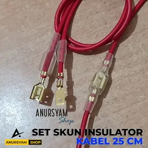 1 Set Kabel Skun Konektor Gepeng Insulator | Kabel Tembaga Putih 25cm