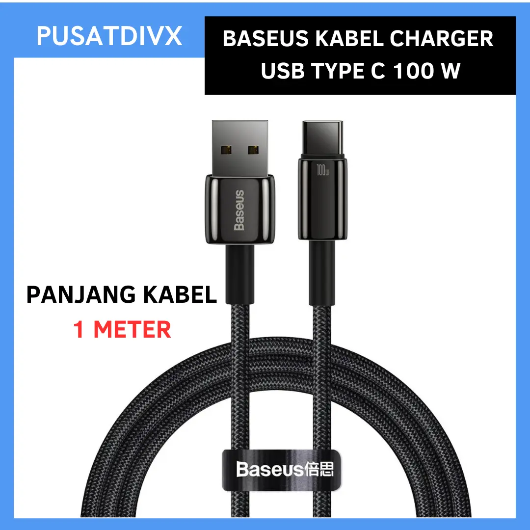 BASEUS TUNGSTEN SERIES KABEL CHARGER USB TYPE C 100 W FOR SMARTPHONE