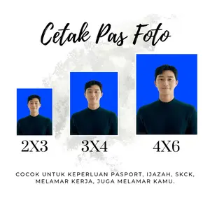 Cetak Pass Foto 2x3 | 3x4 | 4x6 Free Ganti Warna Background Glossy