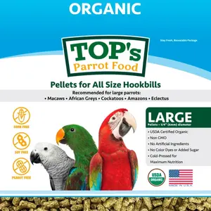 TOP's Parrot Food Organic Large Pellets for All Size Hookbills 453g