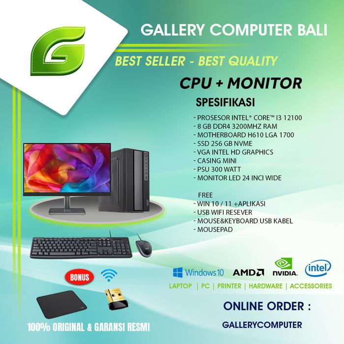 Jual ( cpu dan monitor 24inci ) komputer pc rakitan intel core i3 gen ...