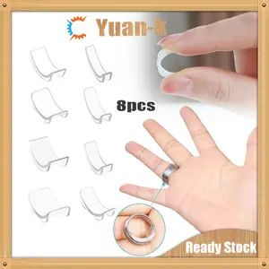 Pengecil Cincin Silicone Transparan 8pcs Ukuran Ring Adjuster Size