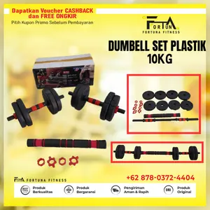 Dumble Set Plastik 10 Kg Barbel Dumbbell Set Total Fitness