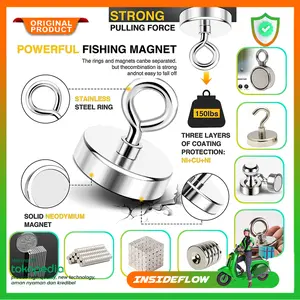 Strong Neodymium Magnet Kuat Model Bulat 48mm Tahan Beban 50-100KG