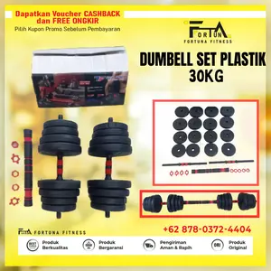 Dumble Set Plastik 30 Kg Barbel Dumbbell Set Total Fitness