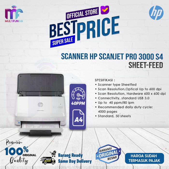 Gambar Scanner HP ScanJet Pro 3000 s4 Sheet-feed dari Multifungsi ID Kota Administrasi Jakarta Pusat Tokopedia