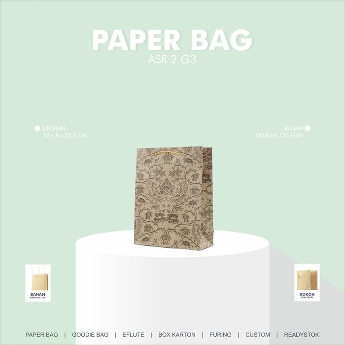 Gambar Tas Kertas Belanja Kraft Coklat Kado Souvenir 19 x 8 x 22,5 Asr 2 G3 dari Rahmah Tas Kertas dan Kemasan Kab. Sleman Tokopedia