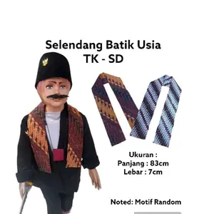 Syal Selendang Batik Anak TK dan SD Warna Coklat dan Putih