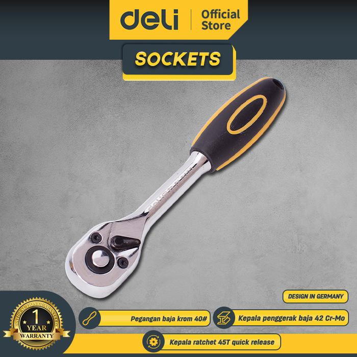 Gambar Deli Kunci Ratchet / Wrench 45 Gerigi 3 ukuran Chrome DL2323 DL2X2 - 1/4mm - EDL2323 dari Deli Tools Official Kab. Tangerang Tokopedia