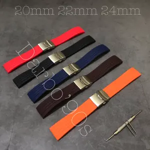 TALI JAM TANGAN RUBBER STRAP CLASP FOLDING 20MM 22MM 24MM