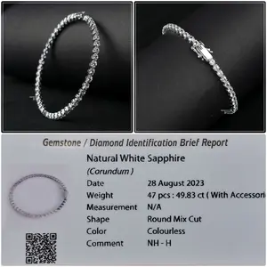 Gelang Wanita Batu Permata Natural Colorless Sapphire Like Berlian