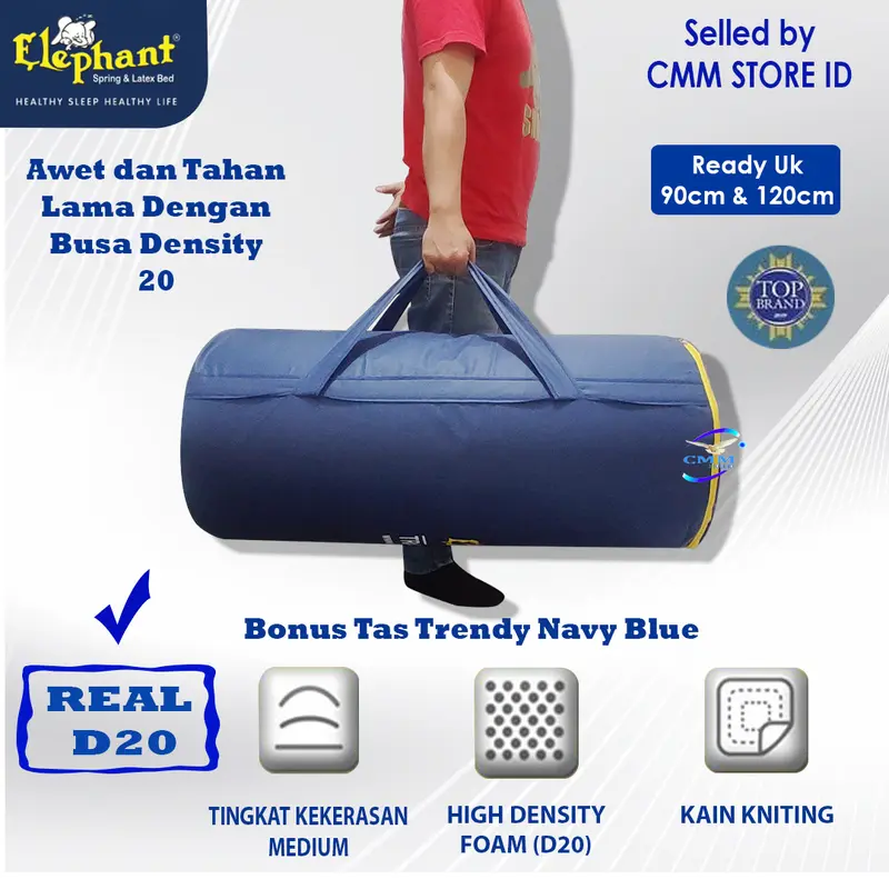 Kasur Gulung Lipat Lantai Travelbed Elephant Gandhi Tebal 8cm Uk 90cm 120cm 4