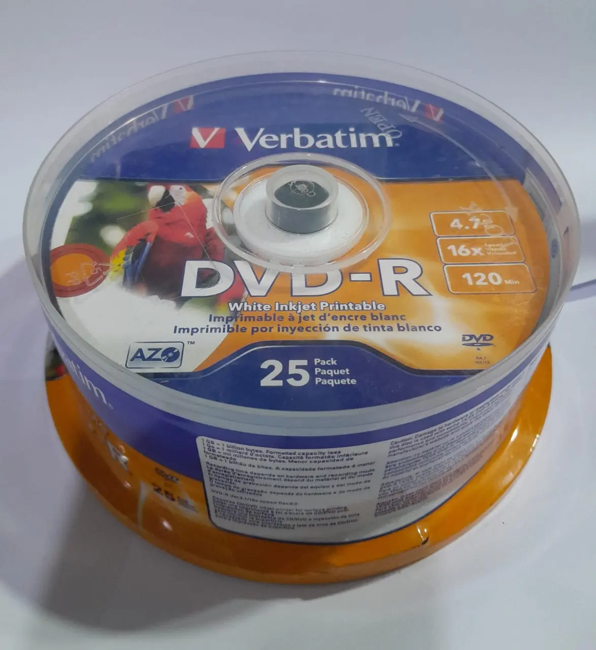 DVD Verbatim Imprimible / DVD-R verbatim tabung isi 25