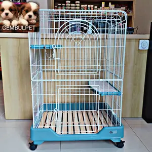 Kandang Kucing Besi Lipat Dayang GDY022B Blue Colour With Wheels