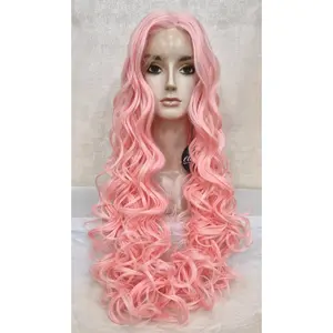 WIG RAMBUT PALSU FRONT LACE FIBER CURLY LONG FB2301NP NEO PINK