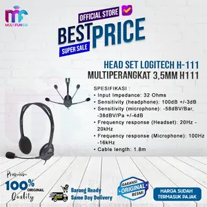 Logitech Headset H-111 multiperangkat 3,5mm H111 Garansi Resmi Headphone