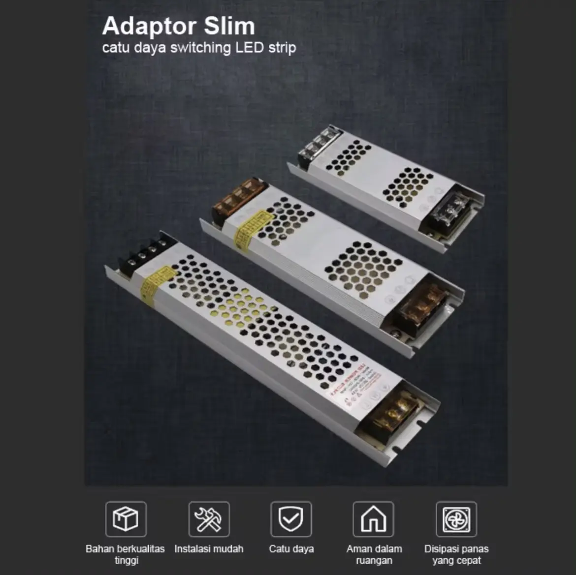 Trafo LED Strip 3A 5A 10A 15A 12v Power Supply Slim Tipis AC DC Travo