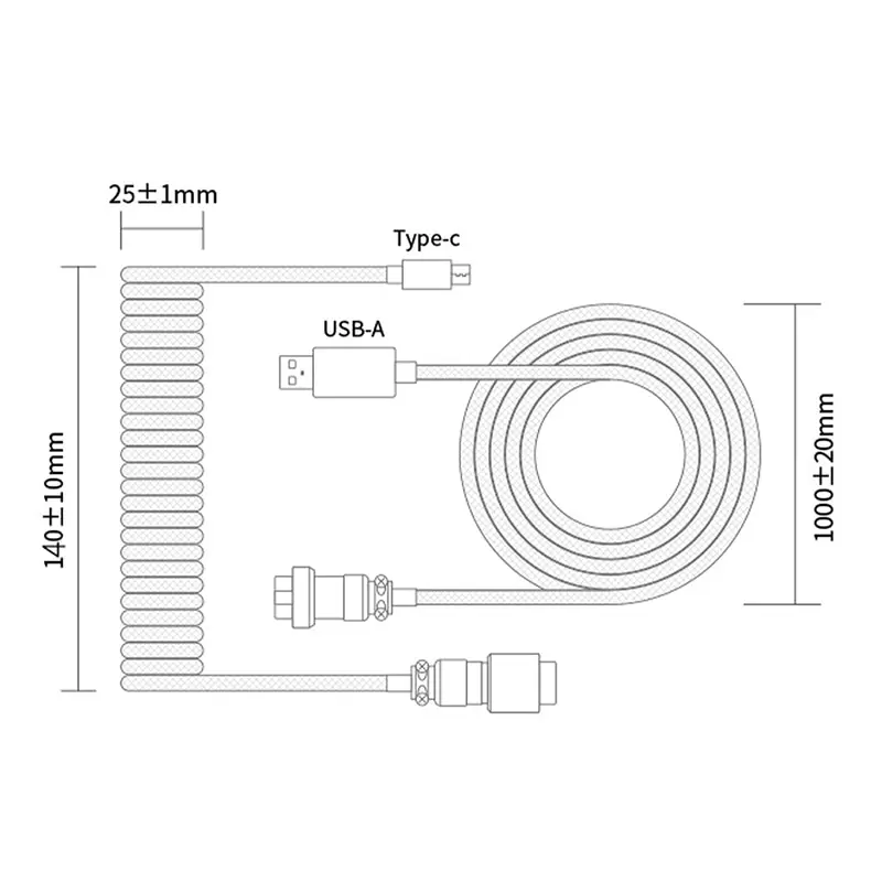 Coiled Cable Type C Aviator Kabel Keyboard Coil Keyboard Mechanical 2