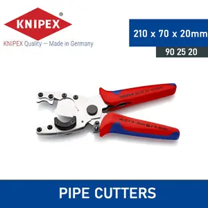 KNIPEX Gunting Pipa PVC 90 25 20 Pipe Cutter untuk Pipa Komposit Ø 12-25 mm & Tabung Pelindung Ø 18-35 mm dengan Arbor Kalibrasi