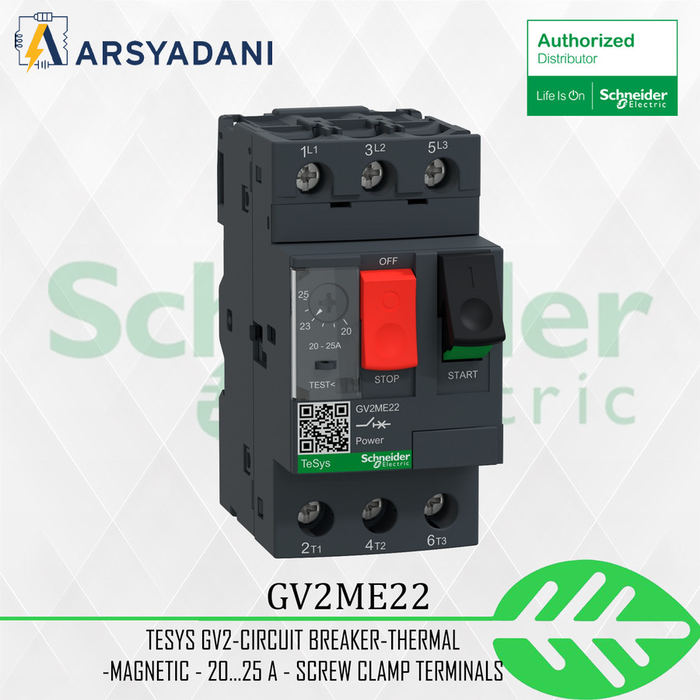 Gambar SCHNEIDER - GV2ME22 - motor Circuit breaker  thermal magnetic 20...25 A dari arsyadani.id Kota Administrasi Jakarta Pusat Tokopedia