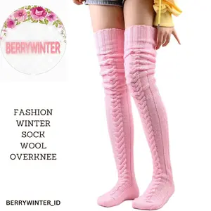 Kaos Kaki Panjang Wool Selutut Sock Wool Overknee Winter Musim Dingin