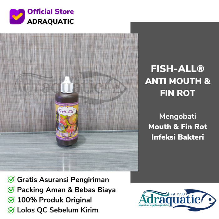 Gambar FISH-ALL ANTI-MOUTH & FIN ROT 100ML OBAT VITAMIN IKAN HIAS dari ADRAQUATIC Kota Bandung Tokopedia