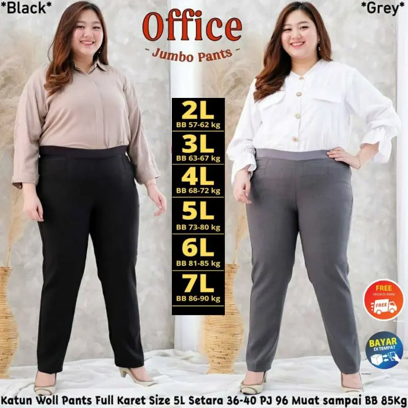 Celana Kerja Highwaist Wanita Up Denim Size Jumbo Jeans Karet