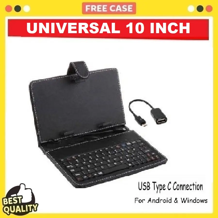 Universal Tab 10 Inch Keyboard Case Flip Casing Kabel - USB Type C