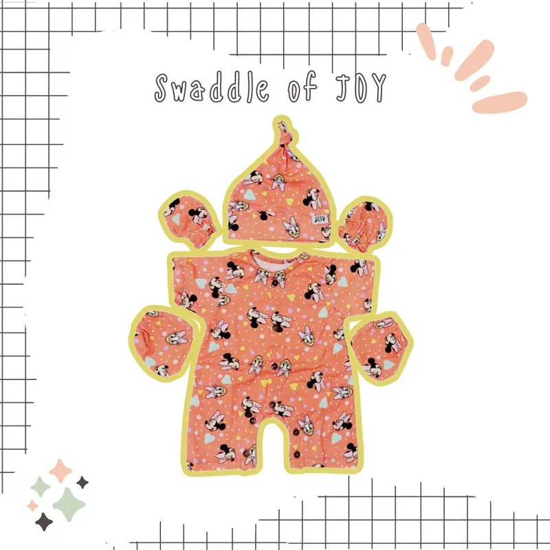 JOY Jumpsuit Set Baby Girl dengan Bando Katun Bayi Perempuan Parsel 3
