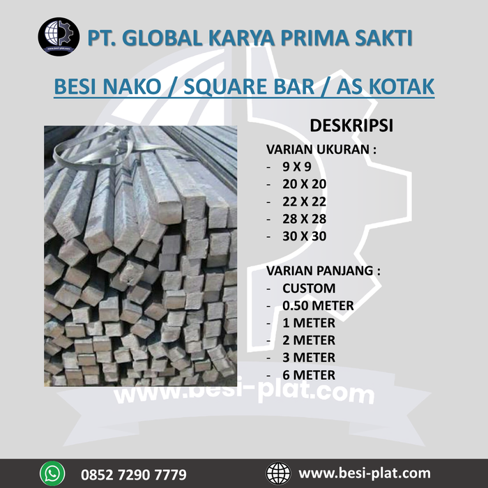 Jual Besi Nako Square Bar As Kotak 20 X 20 X 1 Meter Kota jual-besi-nako-square-bar-as-kotak-20-x-20-x-1-meter-kota