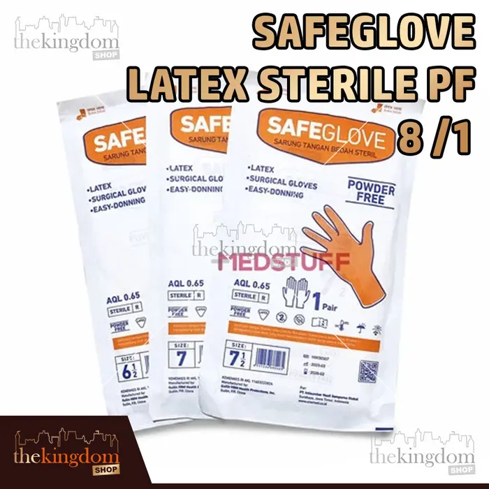 Gambar Safeglove Latex Sterile PF Powder Free Non Gloves Sarung Tangan Steril - 8 /1psg dari The Kingdom Shop Kota Administrasi Jakarta Utara 4 Tokopedia