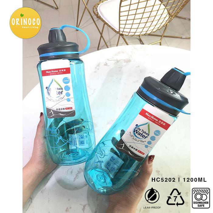 Gambar BOTTLE MINUM MAXHOME HC-5202 1200ML /GREEN BLUE GREY - Biru Muda dari Orinoco Smart Living Kota Bogor Tokopedia