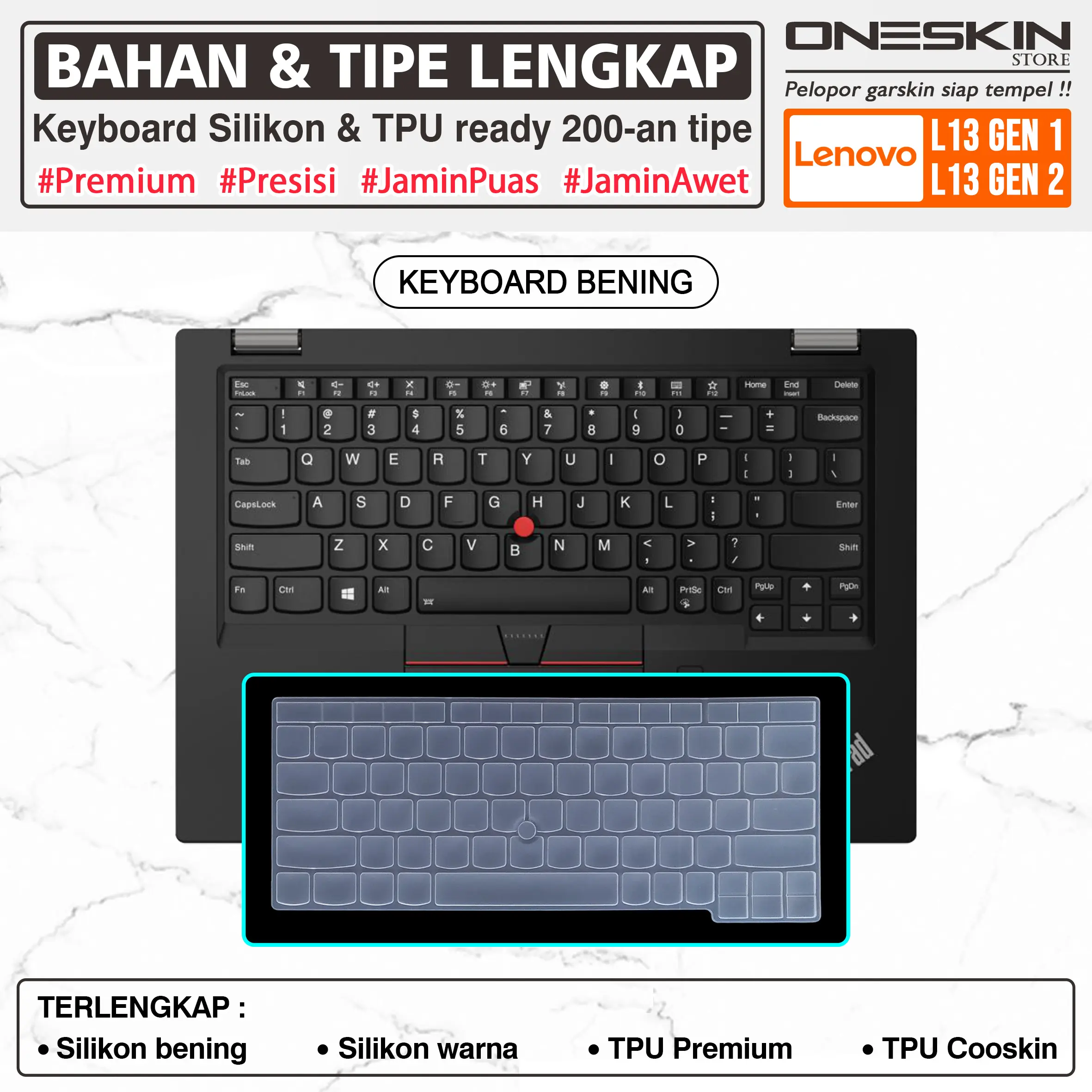 Pelindung Keyboard Protector Cover Kompatibel untuk Lenovo ThinkPad L13 / L13 Yoga Gen 1 2 G1 G2 Tpu Silikon Bening