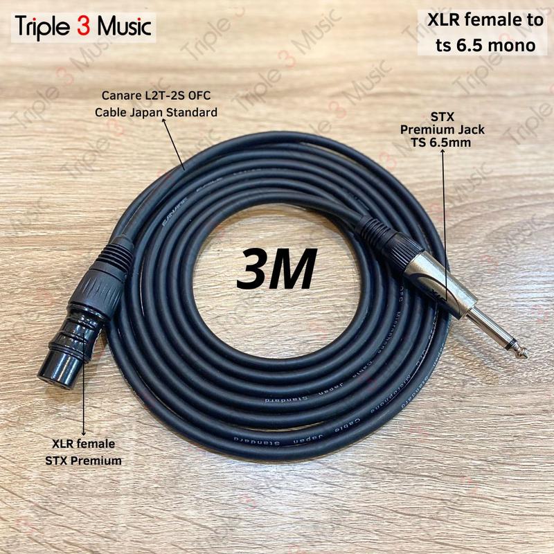 Kabel XLR 3m Female to Jack TS 6.5 akai Canare TW kabel mic dynamic 0