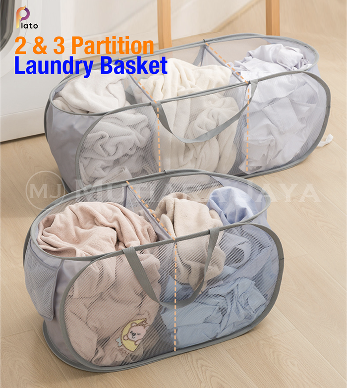 Gambar Keranjang Baju Laundry Bag Pakaian Kotor Tempat Penyimpanan Cucian - 2 Sekat, Hitam dari TB.Mutiara Jaya Kota Administrasi Jakarta Utara Tokopedia