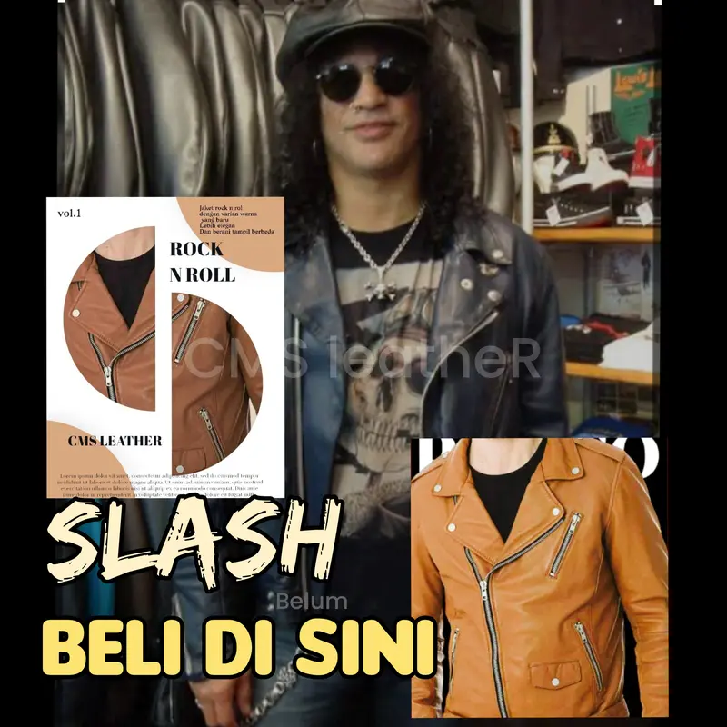 jaket kulit pria Slash rock n roll 0
