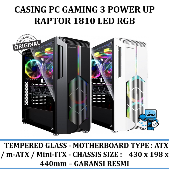 Jual Casing Pc Gaming 3 Power Up Raptor 1810 Led Rgb - Original Produk ...
