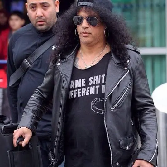 jaket kulit pria Slash rock n roll 1